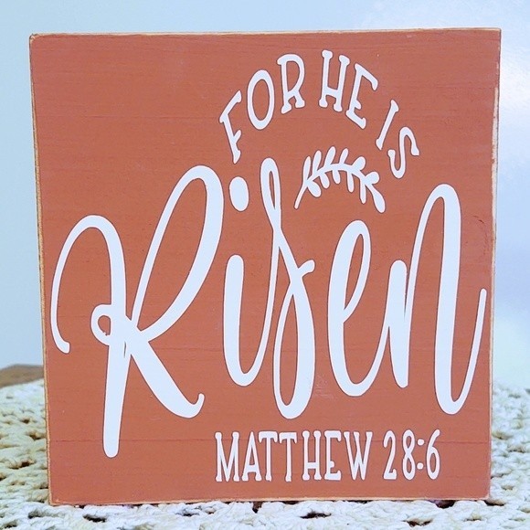 Handmade Tiered Tray Decor/Mini Wood Sign/For He Is Risen/Handmade Faith Decor - Picture 1 of 1